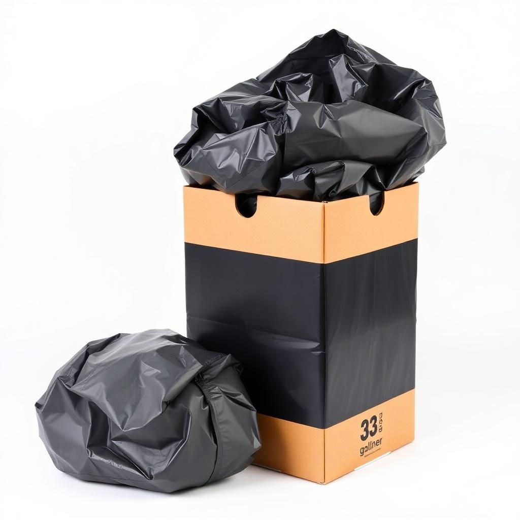 33 Gal. Black Trash Can Liners, 1.5 Mil